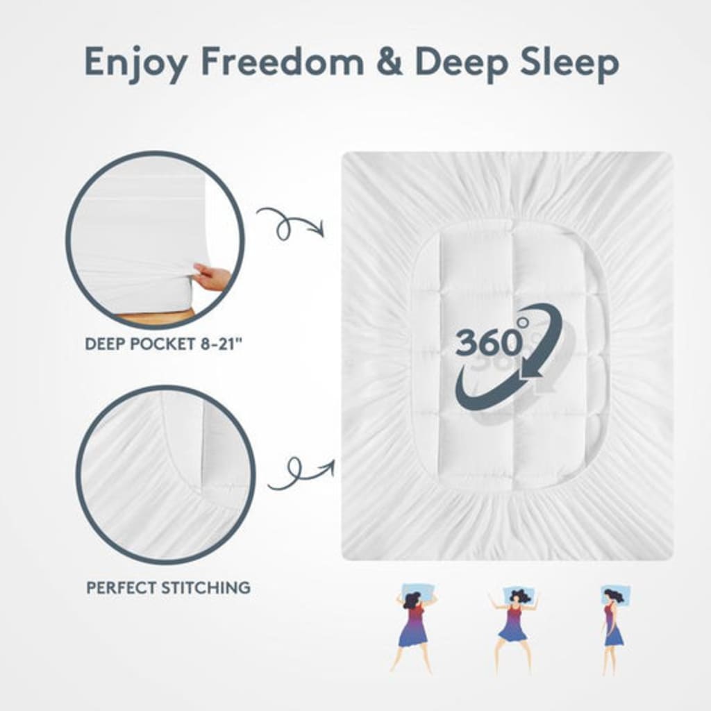 Premium Quilted 1000GSM Luxury Extra Thick Mattress Topper - Breathable & Fluffy Soft